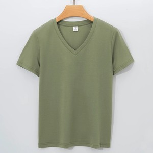 Camiseta de Mujer 100% Algodón Mercerizado, 170 Gramos, Cuello Redondo, Manga Corta, Tacto Fresco, Camisetas de Verano para Mujer en Colores Sólidos - Product Image 4
