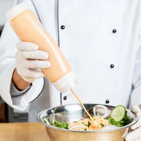 Bouteilles à presser en plastique de 16oz 20oz avec logo personnalisé pour la cuisine à domicile pour la sauce piquante au piment, le ketchup, la vinaigrette au chocolat et les condiments