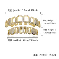 Vente en gros de fausses dents personnalisées, micro-incrustées de zirconium, style punk, Halloween, cosplay, gros bijoux dentaires dorés