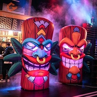 Tótem Inflable Colorido, Pilar Tradicional Inflable Tipo Tiki para Decoración y Publicidad de Eventos