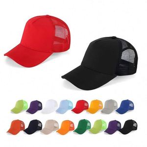 Wholesale Comfortable High Quality <b>Blank</b> Classic Snapback Caps Curved Brim Plain 5 Panel Mesh Trucker Hat - Product Image 1