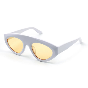 Lunettes de soleil œil-de-chat en acétate et titane de haute qualité, monture complète, verres miroir, légères, unisexe, style décontracté adulte, monture blanche, dorées - Product Image 6