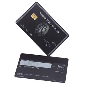 Tarjeta de Crédito de Metal negro Amex, tarjeta de Metal grabada con láser, banda magnética personalizada Premium, membresía, tarjeta de chip de centurión AMEX en blanco