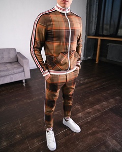 Offre Spéciale hommes hiver 3D imprimé Plaid sport <span class=keywords><strong>costume</strong></span> mode sweat manteau et décontracté mince survêtement pantalon 2 pièces ensembles pour hommes - Product Image 3