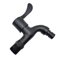 Robinet mural moderne en acier inoxydable noir mat pour machine à laver et lavabo, à poignée unique, idéal pour hôtels, extérieur et jardin