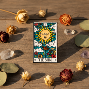 Broche Rectangular Personalizado con Diseño de Tarot del Sol, Insignia de Dibujos Animados Pintados, Accesorio Creativo para Bolsos, Medalla para Ropa - Product Image 3