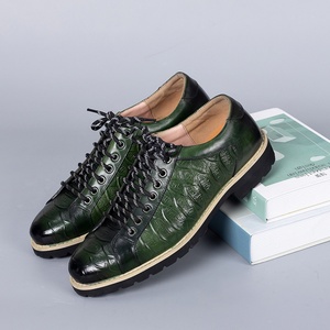 Chaussures de ville et de travail vertes pour hommes, peintes à la main, semelle en caoutchouc, respirantes, en cuir gaufré de luxe, pour la marche et le style décontracté professionnel - Product Image 4