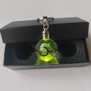 Porte-clés Pokeballs en cristal LED en vrac bon marché Porte-clés Poke Go Light Porte-clés <span class=keywords><strong>Pokeball</strong></span> en verre pour enfants Figurines Poke Jouets - Product Image 1