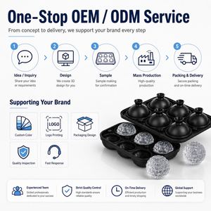 Moule à glaçons sphériques en silicone flexible et réutilisable à 6 cavités, pour bar, fabrication de glaçons transparents comme du cristal, certifié sûr, OEM ODM - Product Image 5