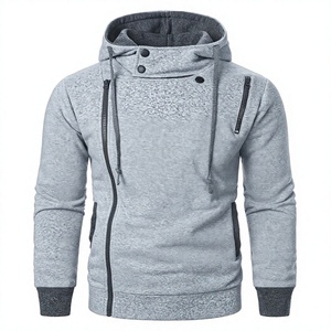 Custom Printed Unisex Gray Hooded Sweatshirt Regular Fit Casual Autumn Wear Breathable French Terry Fleece Zipper Closure - Product Image 1
