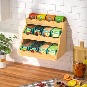 Wooden Three Tier Storage Rack For <b>Tea</b> Coffee Spice Kitchen Countertop Organizer Multifunctional <b>Standing</b> Type - Product Image 2