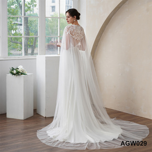 Abito da Sposa Elegante e Sensuale Stile Dubai, Vestito a Sirena di Lusso con Mantella in Pizzo Staccabile, Abito da Cerimonia - Product Image 3