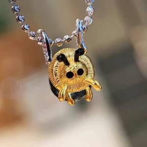 Accessoires en perles DIY, pendentif en argent S925 vide en forme d'abeille avec perles rondes de 11-13 mm, 31339, composants et trouvailles de bijoux - Product Image 2