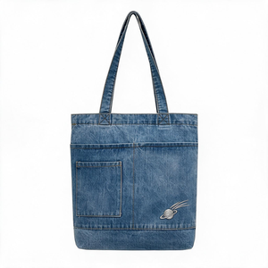 Wholesale Ladies Casual Fashionable Denim Tote <b>Bags</b>-Eco-friendly Durable Reusable Customizable Color Logo <b>Medium</b> <b>Size</b> Shoulder - Product Image 2