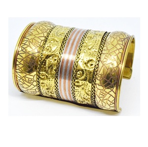Christmas Jewelry Discounts 2024 Brass Jewelry Women Clothing Winter Heavy Weight Hand Forged wide brass cuff women - Product Image 1