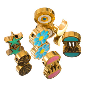 Pulsera de cuentas de acero inoxidable Mingx con orificios grandes y diseño de flor, accesorio elegante y DIY al por mayor - Product Image 4