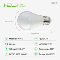 Ampoule LED E27 3W 90LM/W Haute Efficacité Ra80 Sans Scintillement pour Éclairage Résidentiel Intérieur Garage Camping AC 220V-240V Vente en Gros