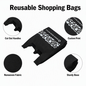 Sacs de courses réutilisables en tissu non tissé, durables et de qualité supérieure, avec logo personnalisé, impression par sublimation, vente en gros, poignées renforcées très résistantes - Product Image 3