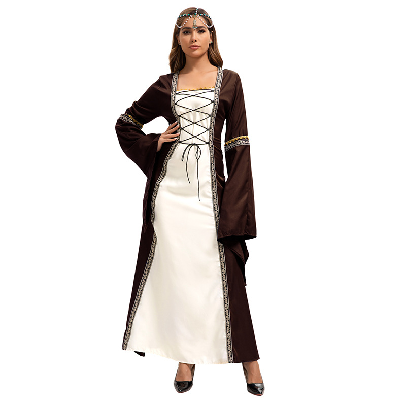 Brown [skirt with tie-up details]