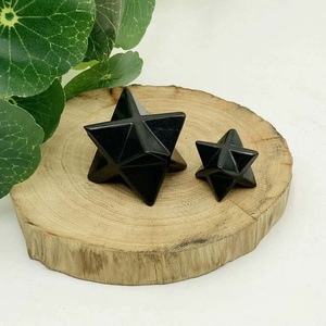 Hexagrama Merkaba 3D Pulido a Mano, Shungita Natural Rusa, Decoración Geométrica Mística Hecha a Mano, Duradera, para Escritorio - Product Image 1