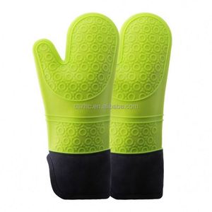 Extra Long Professional Heat Resistant <b>Silicone</b> Mitt Kitchen Cooking Pot Holders <b>Silicone</b> Oven Mitt with Quilted Liner - Product Image 2