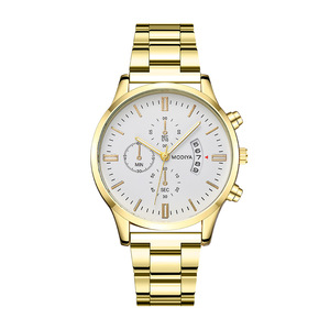 Venta caliente reloj de los hombres de suministro directo de fábrica Calendario de aleación de tres ojos de acero de cuarzo reloj de pulsera de los hombres - Product Image 1