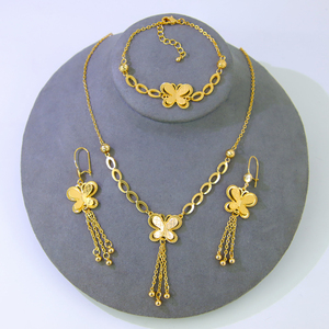 Conjunto de Joyería de Mariposa que No se Deslustra, Chapado en Oro de 21k, Elegante Collar con Colgante para Novia, Conjuntos de Joyería para Bodas y Fiestas - Product Image 1