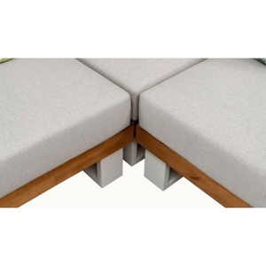 Conjunto de Sofás Esquineros de Aluminio para Exteriores con Madera de Acacia para Hotel, Resort, Villa, Patio, Forma de L, Alta Calidad - Product Image 4