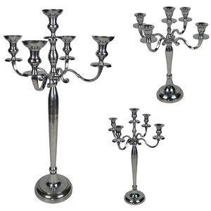 Candélabre carré argenté à 3 bras en métal fait main avec logo personnalisé pour décoration de centre de table de mariage, nouveau design écologique - Product Image 6