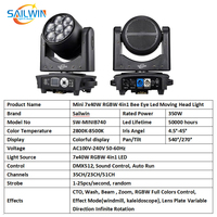 Sailwin Projecteur LED à haute luminosité 7x40W RGBW+UV Bee Eye Moving Head Wash Light, activé par le son, contrôle DMX512 pour scène, mariage, DJ