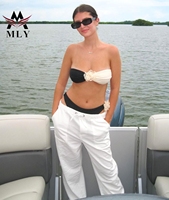 Hot verkopende bikini micro strapless bandeau tweedelig badpak 3D bloemen custom badkleding