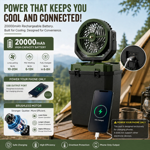 Ventilateur brumisateur portable avec réservoir d'eau, batterie 20000 mAh, ventilateur refroidi par eau, réservoir d'eau de 7 L, ventilateur de pulvérisation extérieur, humidificateur, télécommande - Product Image 3