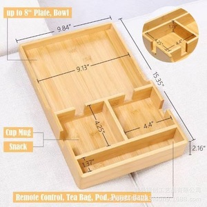 Bandeja de sofá de madera Yinchuang con compartimentos multifuncional para refrigerios, café, desayuno y cena - Product Image 4