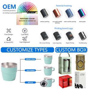 Tazas de Café Espresso Apilables <span class=keywords><strong>FindMe</strong></span> de 4/6/8 oz, de Doble Pared, Aisladas al Vacío, de Acero Inoxidable 304 18/8, Tazas Térmicas de Vidrio - Product Image 3