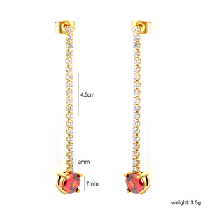 Pendientes Largos de Cristal Transparente con Cuentas Redondas de Acero Inoxidable, Resistentes al Deslustre y al Agua, Suministro al por Mayor de Fábrica - Product Image 2