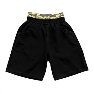 <b>Men</b> s Black <b>Bermuda</b> <b>Shorts</b> With Camouflage Waistband Elastic Closure Pockets Casual Knitted Breathable Mid Waist - Product Image 1
