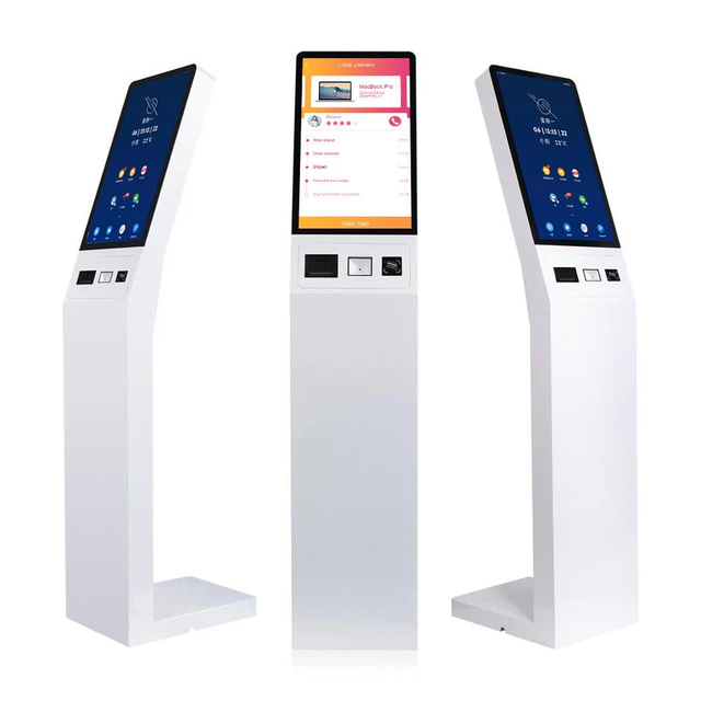 Floor Standing 15.6 17 19 21 32 43 Inch Queue Management Kiosk Self-payment Kiosks With Printer QR Code Scanner NFC Camera