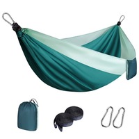 Hamac de camping double en polyester parachute, portable, anti-roulement, épaissi, capacité 250 kg, avec mousquetons et sangles, pour le backpacking en extérieur