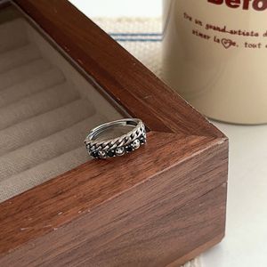 Silver Ruitai S925 Sterling Silver Double Layer Smiley Face <b>Open</b> <b>Ring</b> For Women Hip Hop Style Jewelry Gift - Product Image 4
