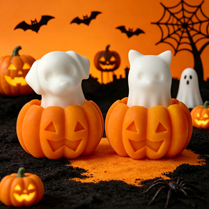 Stampo in Silicone Premium Riutilizzabile per Torte a Tema <span class=keywords><strong>Halloween</strong></span> (Fantasma, Gatto, Cane, Zucca) per Pasticceria Domestica e Candele Aromatiche - Product Image 6