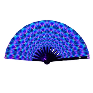 Abanico de Mano Plegable Grande de Bambú Holográfico de 13 Pulgadas con Brillo UV para Mujeres/Hombres, Ideal para Festivales de Música, Fiestas, Halloween - Product Image 2