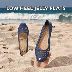 Nuevas Sandalias Planas Transpirables de Verano para Mujer, Mocasines Sólidos sin Cordones, Zapatos de Gelatina, Sandalias de Ballet con Punta Cerrada para Niñas, Primavera - Product Image 2