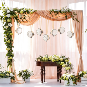 Mini tambourin en bois personnalisé de 10 cm/6 pouces, bijou de percussion à main pour église, mariage, vente en gros, en acier inoxydable - Product Image 5