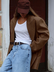 <span class=keywords><strong>Blazer</strong></span> de gama alta para mujer de otoño e invierno, chaqueta de traje de longitud media <span class=keywords><strong>Retro</strong></span> americana, suelta, informal, estilo Perezoso - Product Image 3
