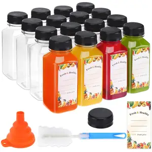 50ml 60ml 120ml 250ml 350ml 400ml 500ml 750ml Square Empty Plastic Juice Bottle Custom Logo PET Beverage Bottle With Caps