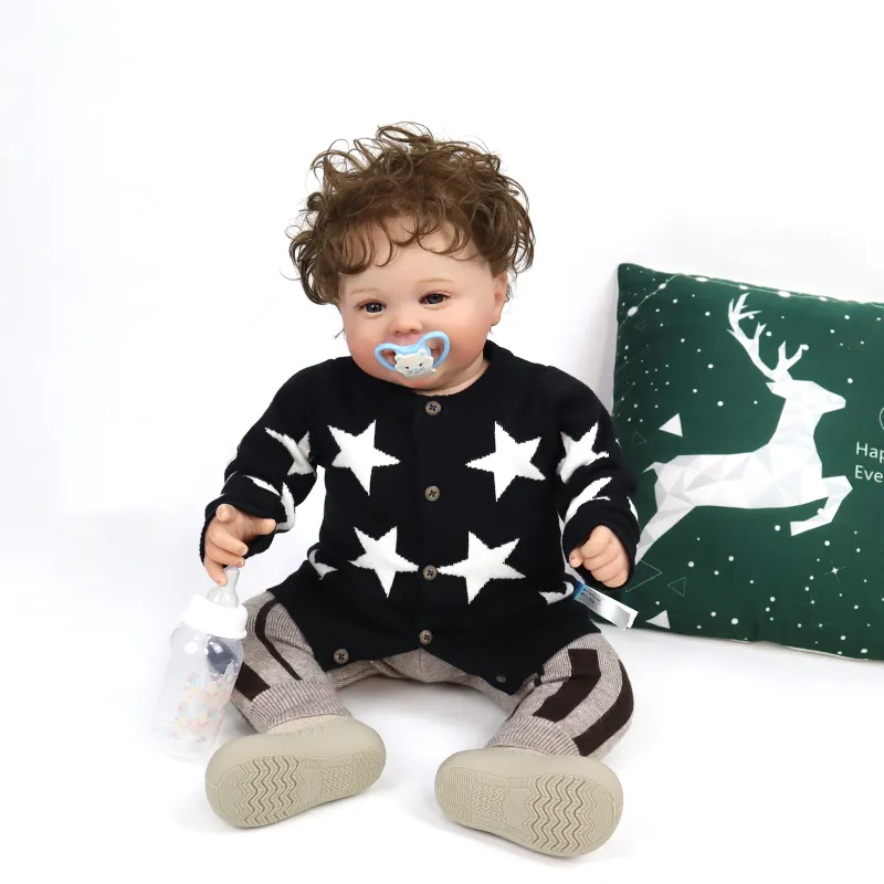 Stars Pattern Jacquard autunno inverno cotone organico Toddler Boy Girl Designer maglione Cardigan lavorato a maglia per bambini