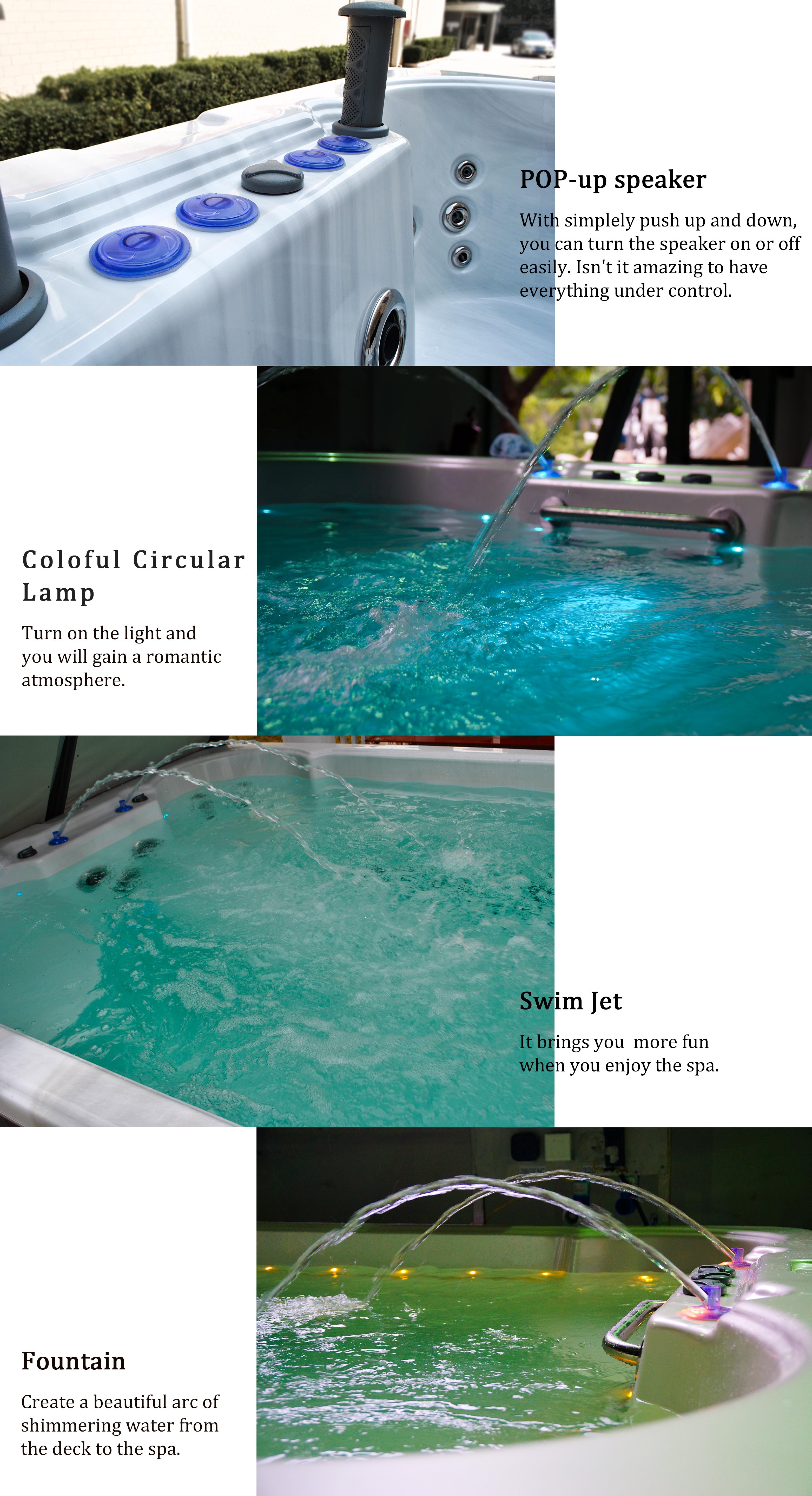 4 Meters Acrylic White Endless Swimming Spa Pool Combo Hot Tub With 6 Seats