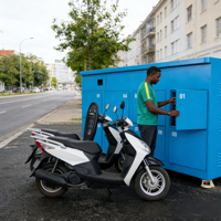 ESINO Estación de Intercambio de Baterías a Prueba de Lluvia con 8 Ranuras y Pantalla Táctil BMS para Motocicletas/Scooters Eléctricos Urbanos, Negocios de Reparto a Domicilio