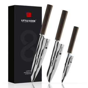 Ensemble de 3 couteaux de <span class=keywords><strong>chef</strong></span> de style japonais professionnels, acier à haute teneur en carbone 50Cr15MoV avec manche octogonal en ébène - Product Image 1