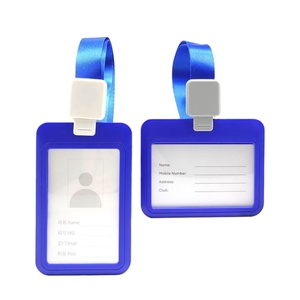Porte-carte d'identité personnalisable en plastique aux couleurs bonbon avec cordon, design moderne, portable pour le bureau et l'école - Product Image 1
